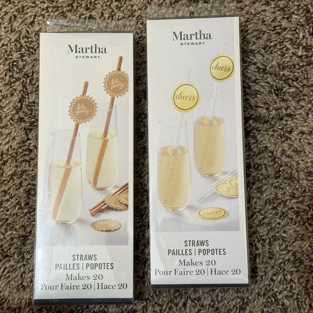 2 Packs MARTHA STEWART Straws Lets Party Cheers